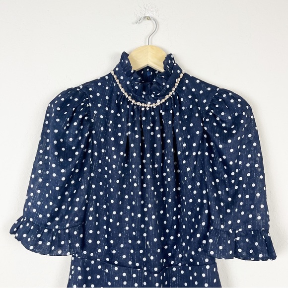 Sandro Pearl Crystal Polka Dot Mini Dress Size 36 - Picture 4 of 10